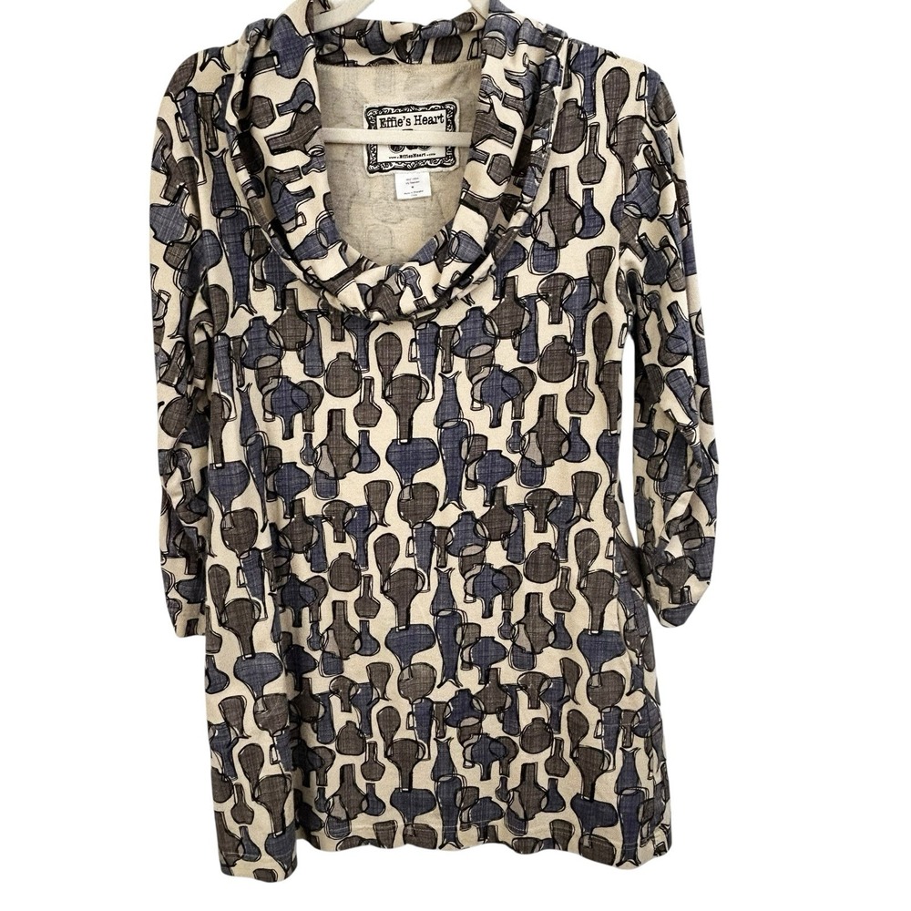 EFFIES HEART Art to Wear Julliard TOP M Knit Tunic Cowl Artsy Novelty Lagenlook - Picture 3 of 15